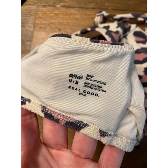 Aerie Medium scoop bikini top NWT cheetah/leopard animal print tan UPF 50 - Picture 5 of 6